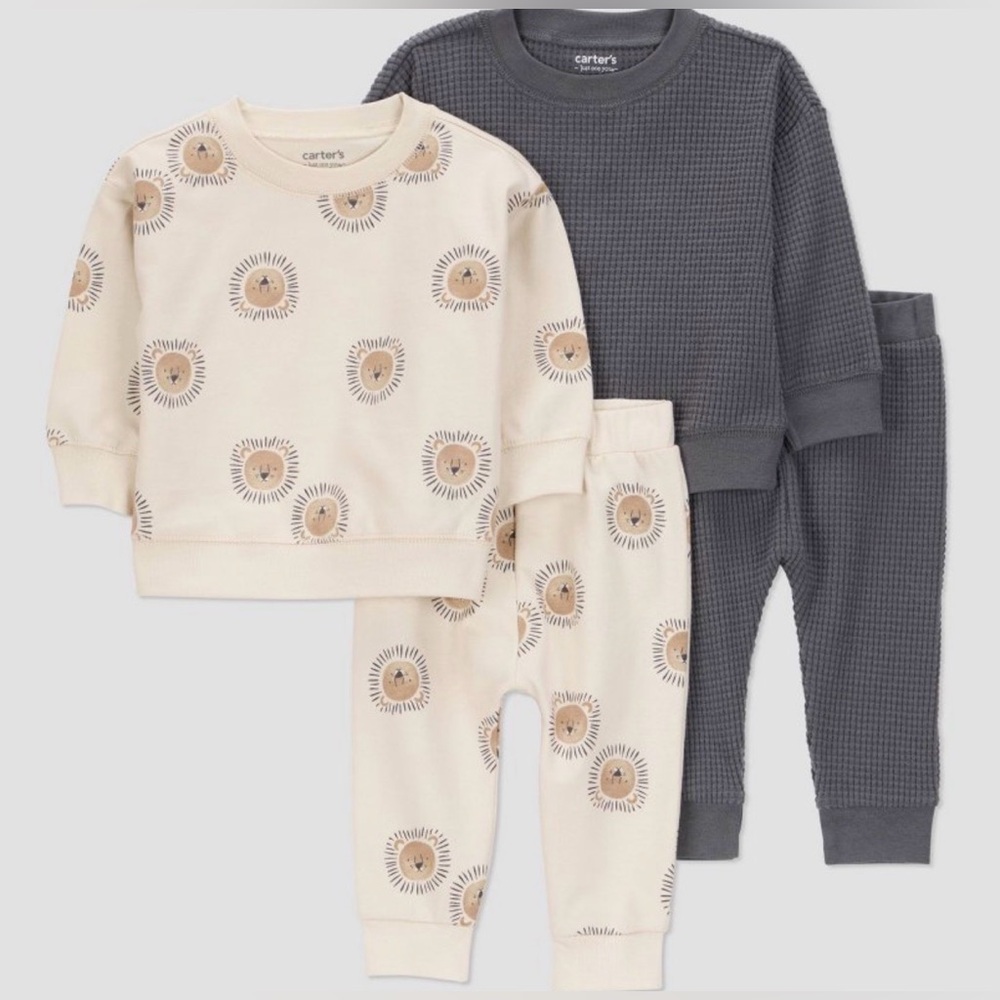 Carter's Cream and Gray Lion set